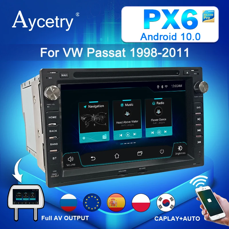 Автомагнитола PX6 2 din android 10 с экраном для VW PASSAT B5 B4 JETTA BORA GOLF 4 POLO MK5 MK4 MK3 T5 транспортер