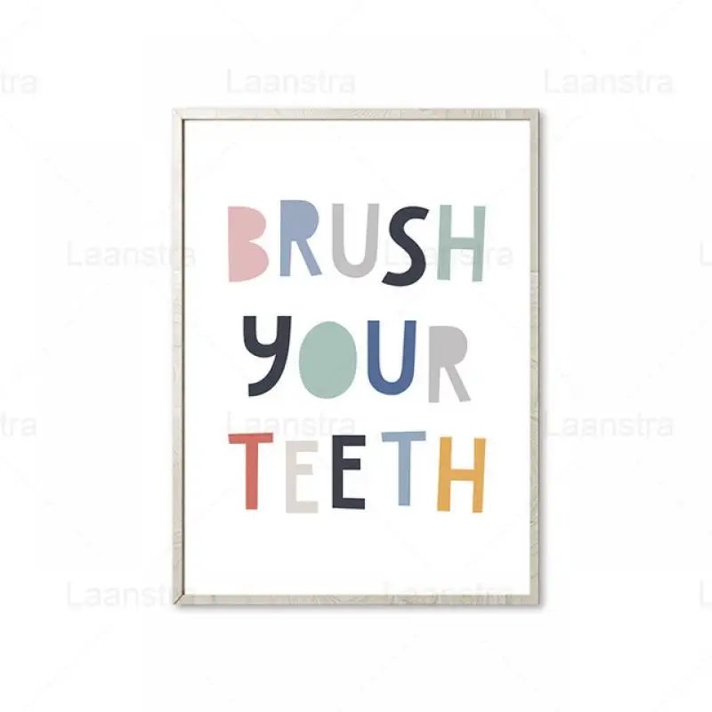 

Colorful Quotes Canvas Painting Bathroom Toilet Rules Wall Art Cartoon Poster Flush Toilet/Wash Your Hands/Brush Your Teeth Sign