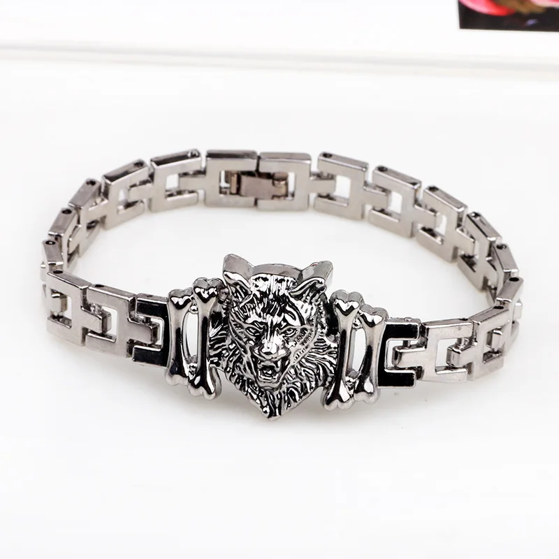 

Banru New Arrivals Men's Stainless Steel Bracelet Bracelet Punk Men's Jewelry Accessories Men's Leopard Print Wolf Headdress Wri