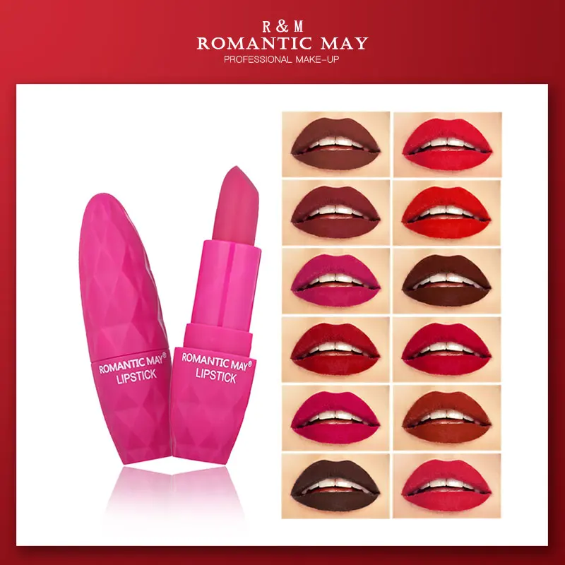 

ROMANTIC MAY 12 Color The Bullet Matte Lipstick Sexy Beauty Smooth Long Lasting Easy To Wear Make up Tool Lip Cosmetics