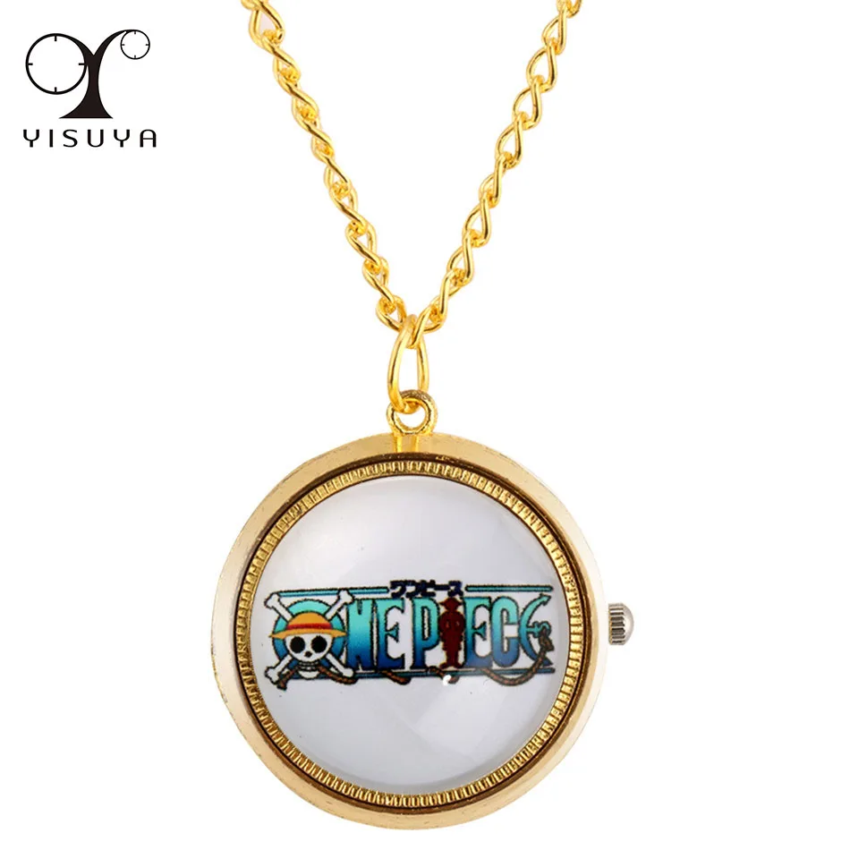 

Rotating Anime Theme Cover Mini Kids Quartz Pocket Watch Gold Necklace Sweater Chain Cute Anime Boy Gift Retro Pocket Clock