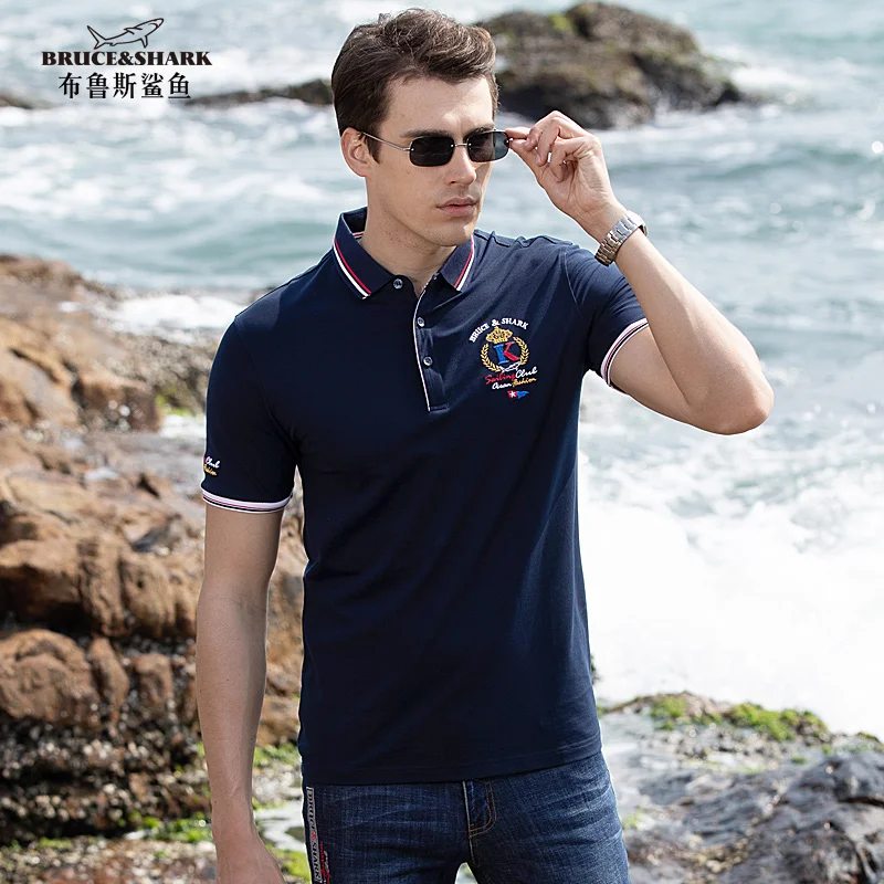 

2021 New Bruce&Shark Summer Men's Polo Shirt Cotton Men T-Shirt polo Stretching Cotton Knit Fashionable Casual Leasing 1532