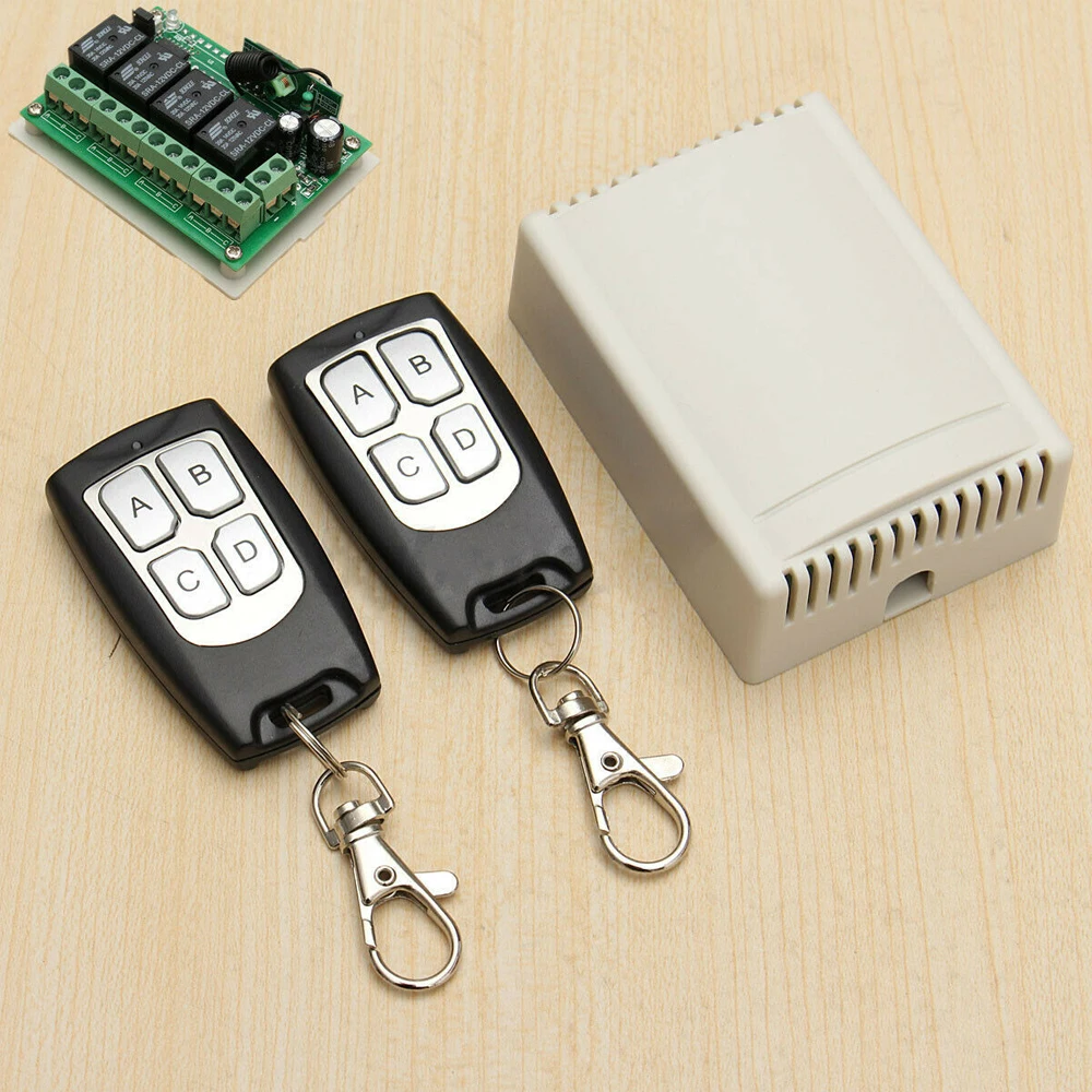 

DC 12V 20A 4CH Channel Wireless Remote Control Relay Switch Transmitter Receiver 315MHz Universal Gate Garage Opener Controller