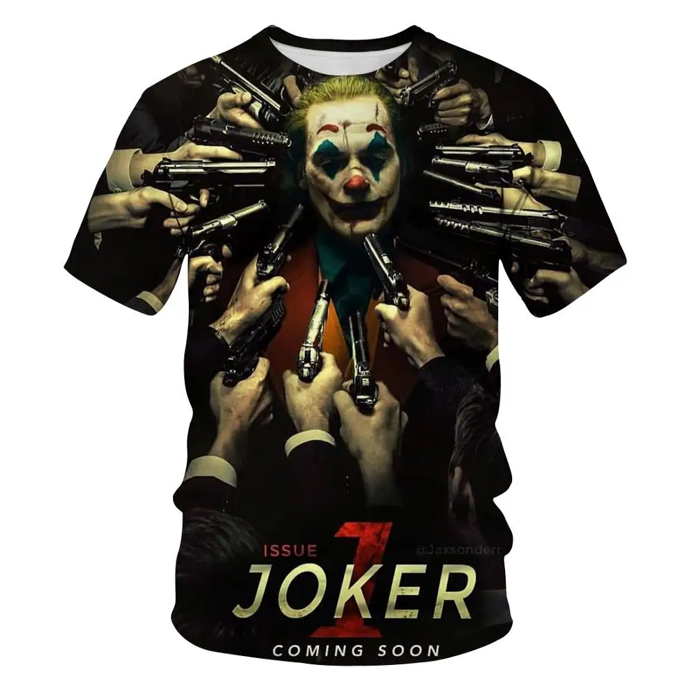 Мужская футболка с 3D принтом Joker Face повседневная мужская круглым вырезом