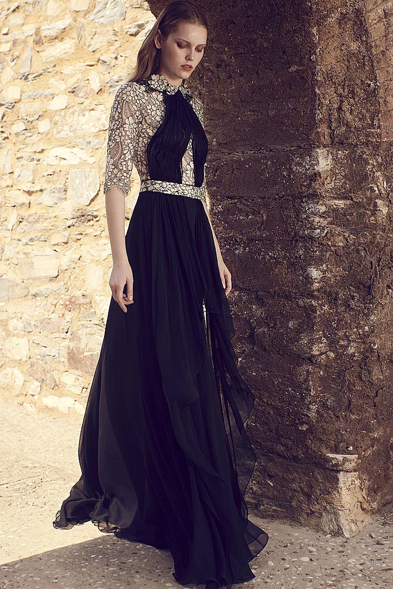 

High Quality Runway Long Dress New Fashion Women Party Casual Vintage Elegant Gentle woman Lace Hemp Sewing Dresses