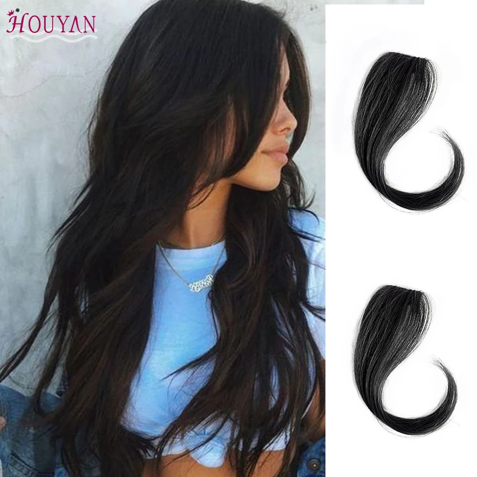 HOUYAN long hair clip in front bangs women natural color piece synthetic fiber | Шиньоны и парики
