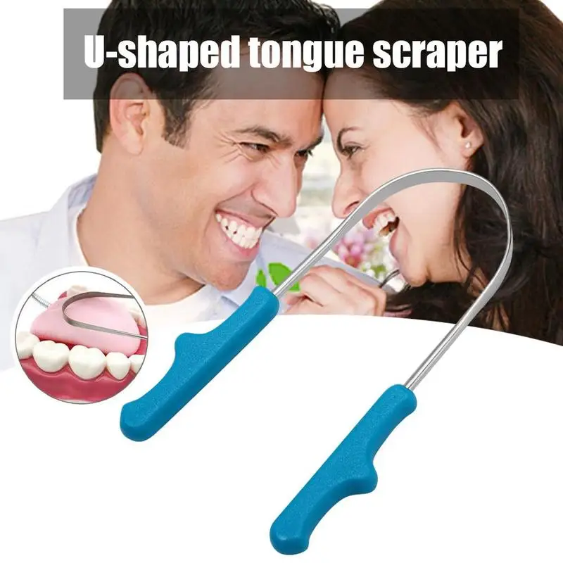 

1pcs Steel Scraping Tongue Cleaner Oral Fresh Breath Clean Reusable Tongue Coating Scraper Hygiene Health Care Tools