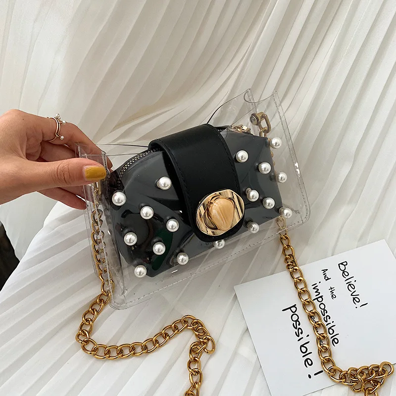 JIULIN Для женщин 2019 Новая версия бренд прозрачный жемчуг желе мешок ins цепи 100 на