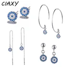 Женские серьги-гвоздики CIAXY из стерлингового серебра 925 пробы в турецком ретро стиле от сглаза с инкрустацией дикими кругами и синими глазами Серьги из циркона, украшения