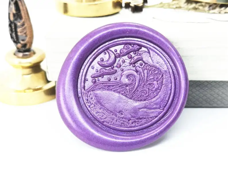 Печать с воском Кита изготовленная на заказ металлическая печать логотипы луна и