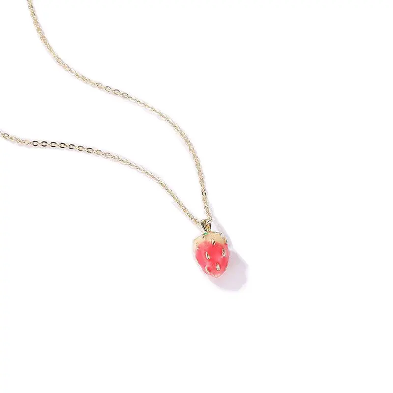 

Creative little Strawberry Necklace Korean version simple student Department fresh clavicle chain ins girl heart chic neck chain