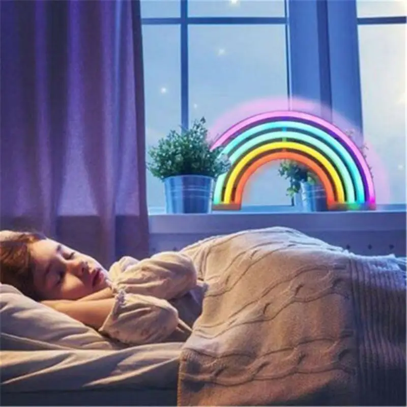 

Rainbow Night-Light Wall-mounted Neon-lights Colorful Modeling Lamp Usb Led Luminaire Kids Modeling-lamps Bedroom Decoration