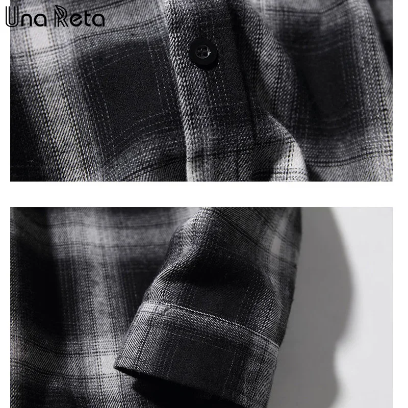 

Una Reta M-5XL Shirt Men Autumn New Hip-Hop Lapel Men's Shirt Casual Streetwear Men Clothes Plaid Single Breasted Shirts