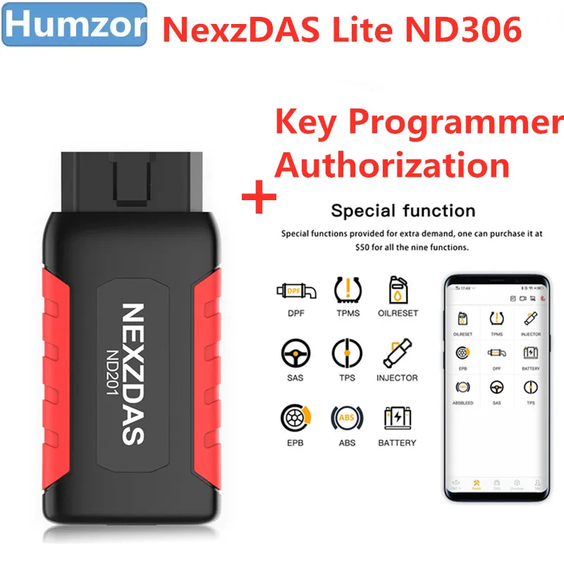 HUMZOR NexzDAS Lite ND306 полная система диагностики со специальными функциями Поддержка Bluetooth для Android - Цвет: Серый