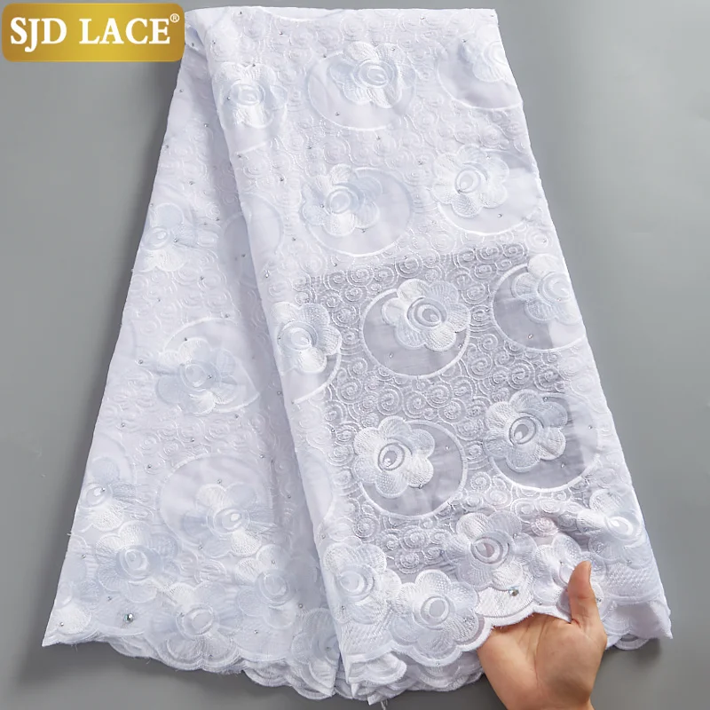 Кружевная вышитая ткань SJD африканская сухая кружевная красивая швейцарская