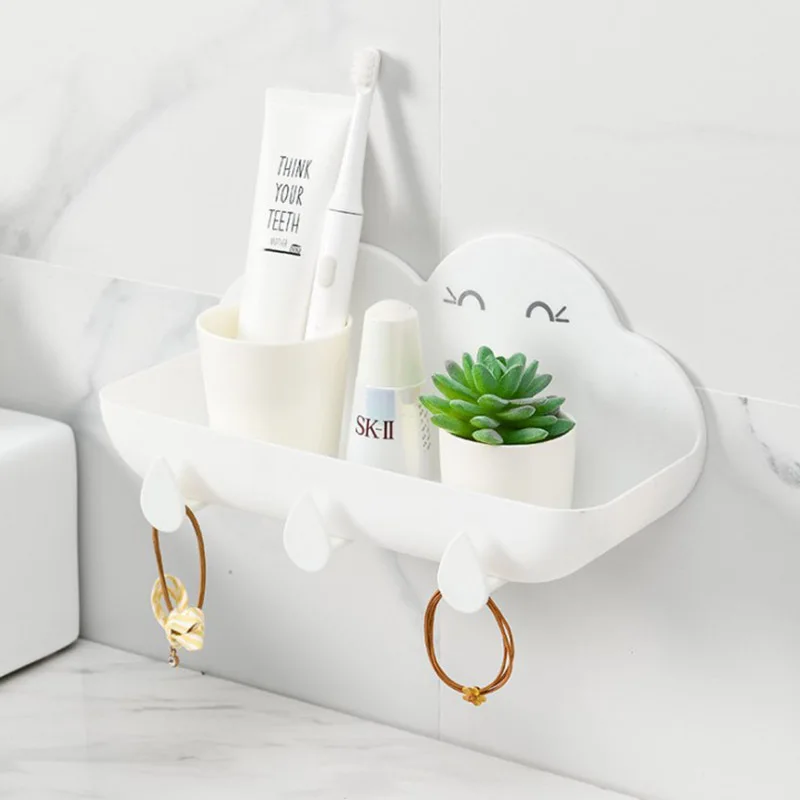 

Creative Cloud Storage Rack Bathroom Free Punch Wall Hanging Multifunctional Plastic Home Bathroom Toilet Kitchen Storage Shelf
