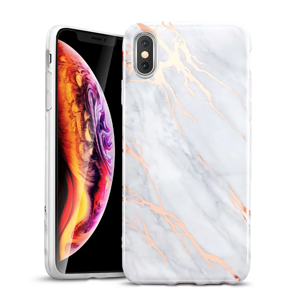 Роскошный чехол для телефона для iPhone X, мягкий чехол с мраморным узором для Apple iPhone 7 7 8 Plus, силиконовый чехол, аксессуары для TPU - Цвет: Gray