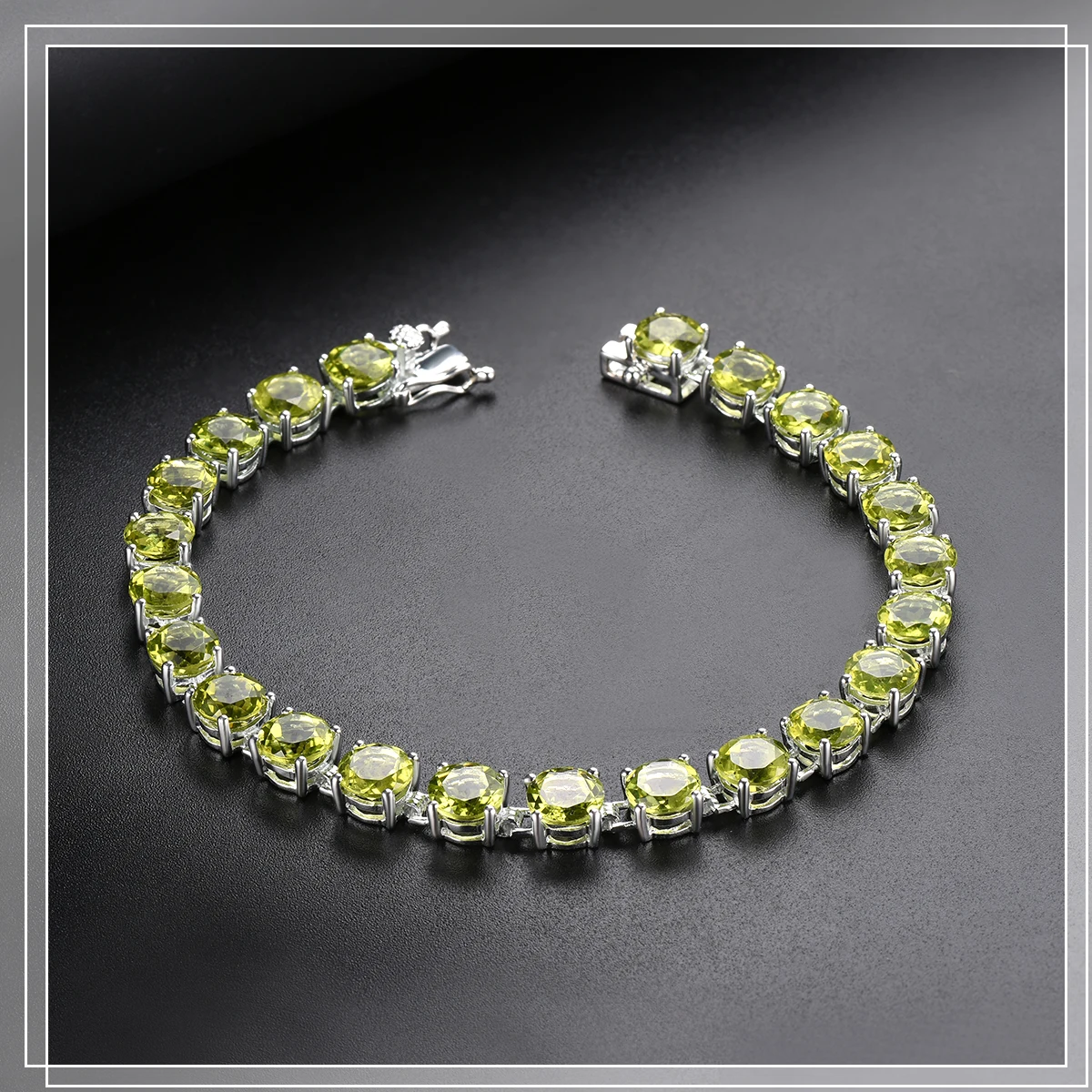 Hutang, 21, 41 ct, натуральный Перидот, твердый, 925 пробы, серебряный, звено, цепочка, браслет для женщин, Круглый, 6 мм, драгоценный камень, хорошее ювелирное изделие, новинка 7,25
