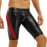 alvivi sexy men boxers shorts zipper open crotch faux leather lingerie black sissy panties gay underwear underpants clubwear