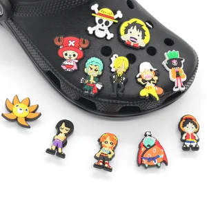 Hot 1pcs Japan Anime PVC Shoe Charms Cartoon buccaneer character DIY Shoe Aceessories fit croc clogs in Pakistan