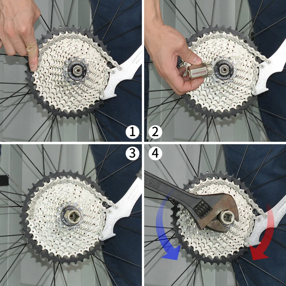 JSHOU bicycle belt flywheel sprocket lock ring removal wrench with chain whip cycling repair tool kit professional accessories | Спорт и