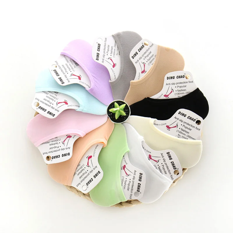 Женские носки башмачки 5 пар невидимые летние с низким вырезом милые тонкие