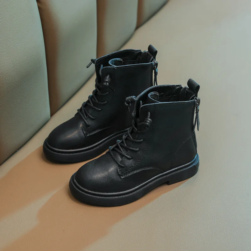 

Ботинки Martin для девочек, детские короткие ботинки из натуральной кожи 2020, черные хлопковые ботинки в британском стиле для подиума