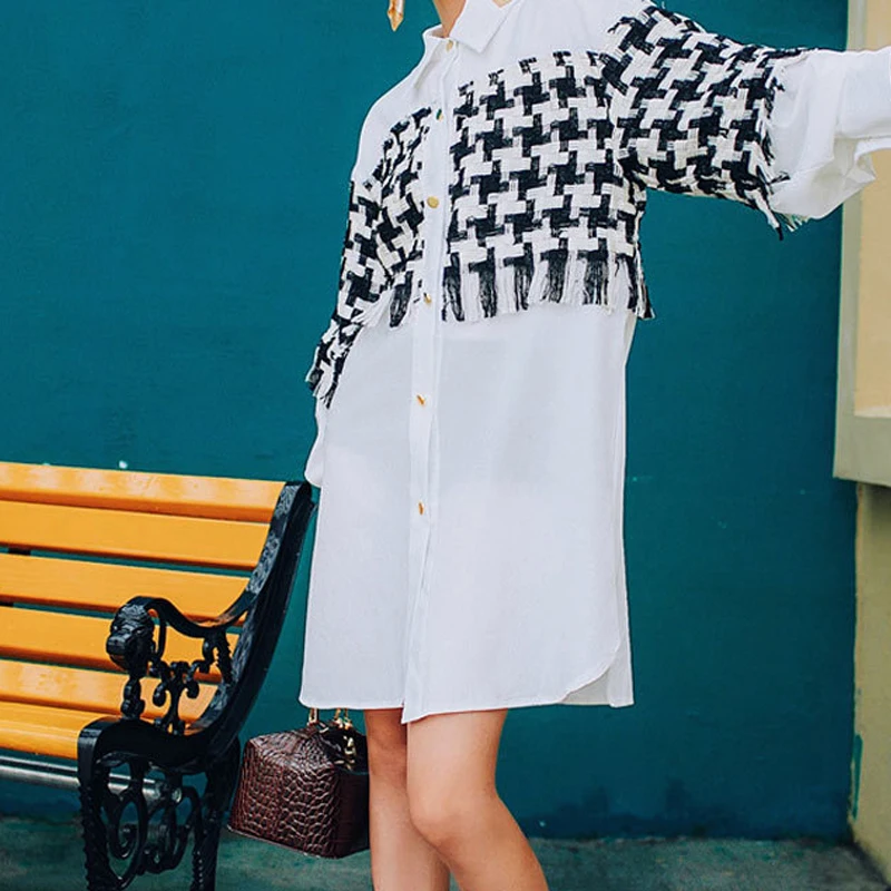 Женское трикотажное платье рубашка RealShe с длинными рукавами и отложным