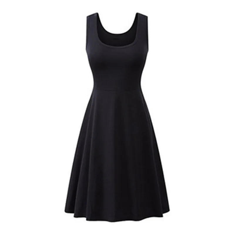 

Summer Dress Women Royal Blue 15 Colors S-4XL Plus Size 20 New Sleeveless High Waist Cotton Pleated Dress Vestido Feminina LD906