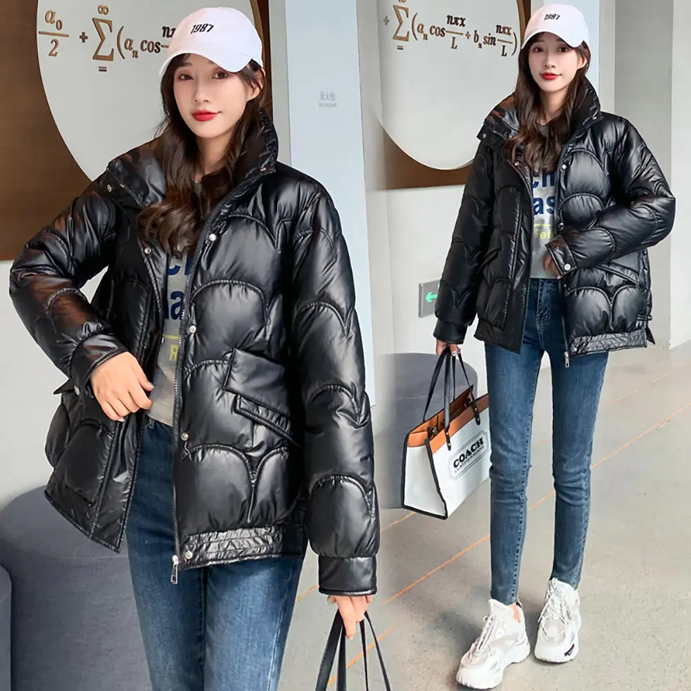 PinkyIsBlack Women Winter Jacket Short Warm Parkas Female Autumn Thicken Winter Coat Women Glossy Cotton Padded Jacket Outwear