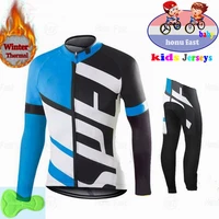 2022 kids winter fleece team cycling jersey set mountian bicycle clothes wear ropa ciclismo racing bike clothing cycling baby