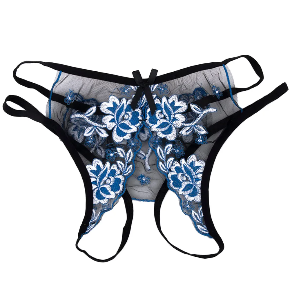 

Women Sexy Panties Exotic Open Crotch Crotchless Thongs G string Lace Embroidery Briefs Transparent Lace underwear