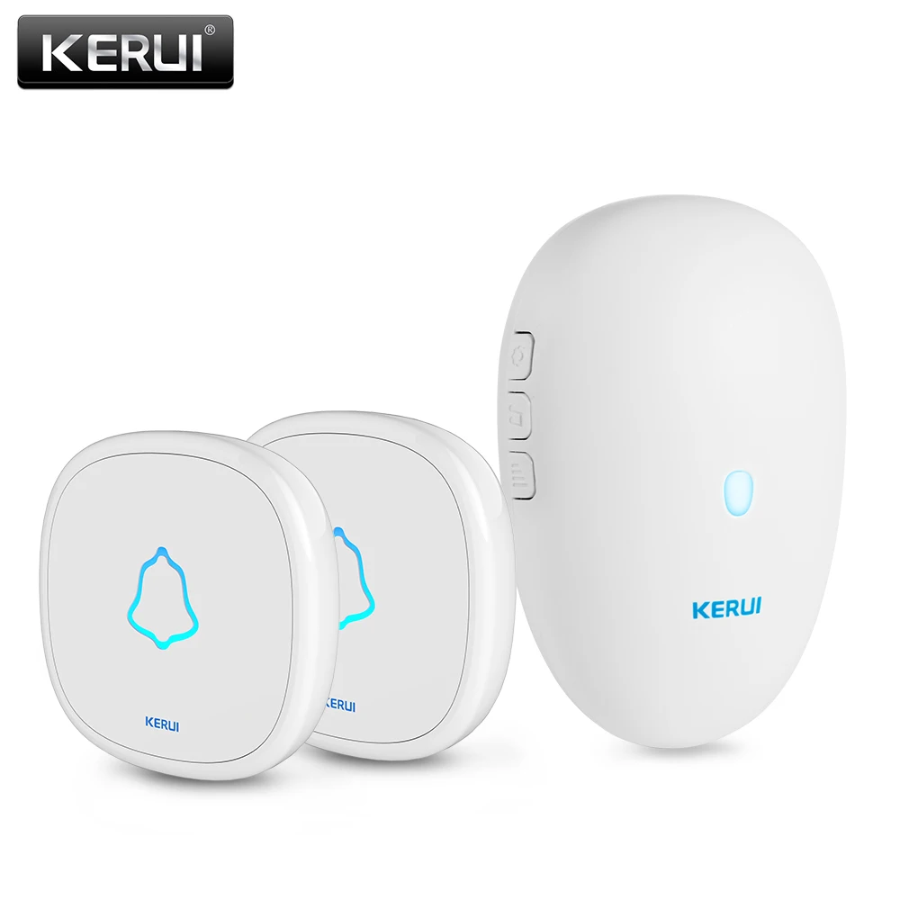white 1R 2 button KERUI M521 водонепроницаемый беспроводной дверной звонок умный дом приветственный дверной звонок с 23A 12 В батарея 4 уровня громкости 57 колокольчик - Цвет: white 1R 2 button
