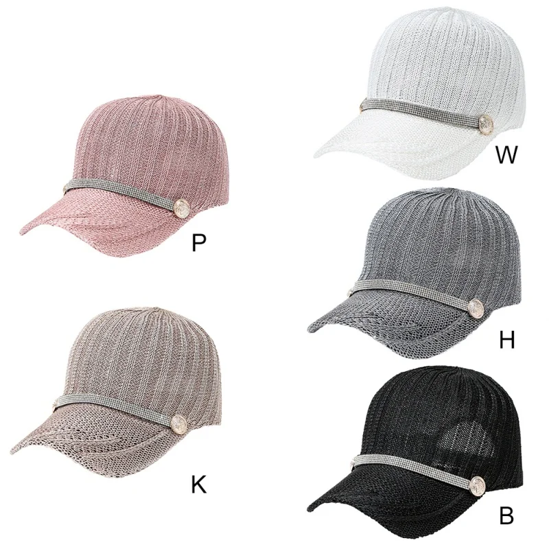 Outdoor Rhinestone Belt Sun Hat Peaked Cap Baseball Men Women Curved Visor Caps Fitted Fashion Casual Hip Hop Hats | Спорт и