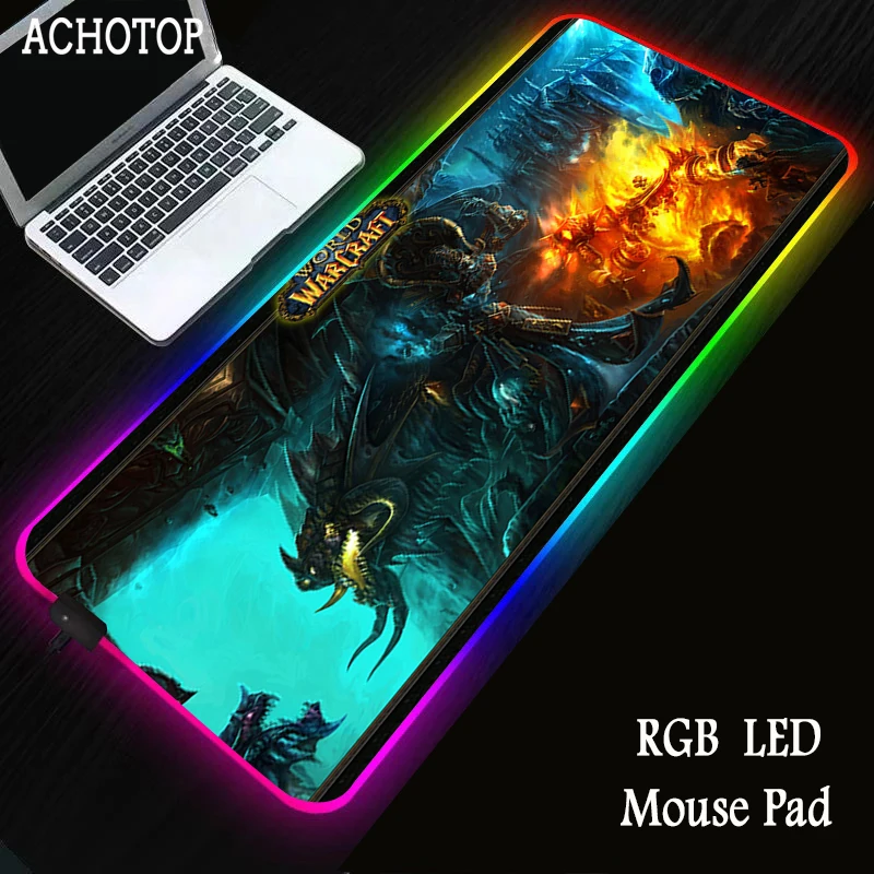 

WOW Rgb Led Mouse Pad Backlit Mat Gamer XXL Gaming Accessories Mousepad Keyboard Mouse Computer with Cable for World of Warcraft