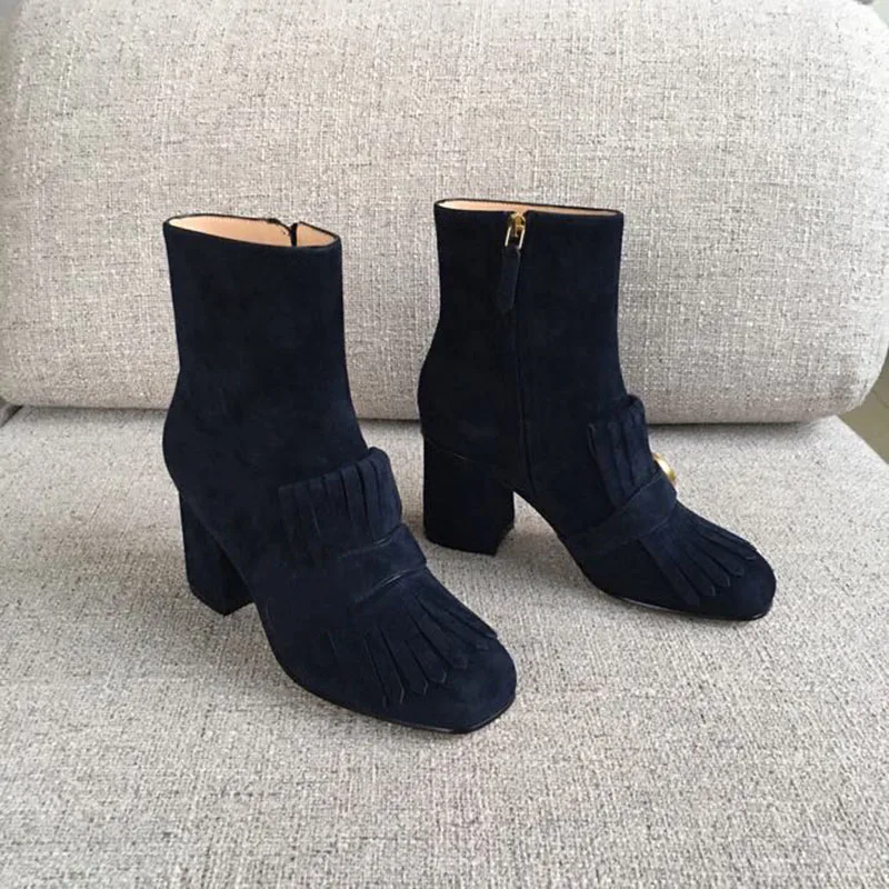 

Prowow Square Toe Luxury Boots Autumn Brand Design Women Shoes High Heels Platform Ankle Female Boots Zapatos Mujer