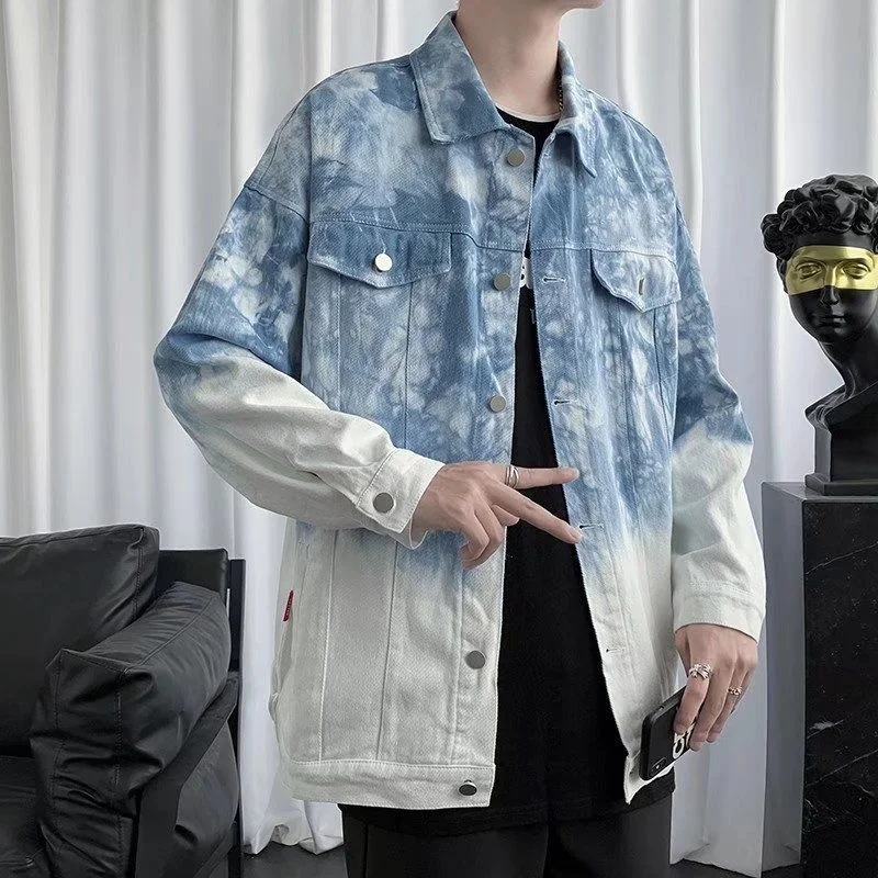 Men's Clothes Denim Jacket Long Sleeve Gradient Tie Dyed Fashion Vibe High Street Spring And Autumn Tidal Current Surprise Price | Мужская