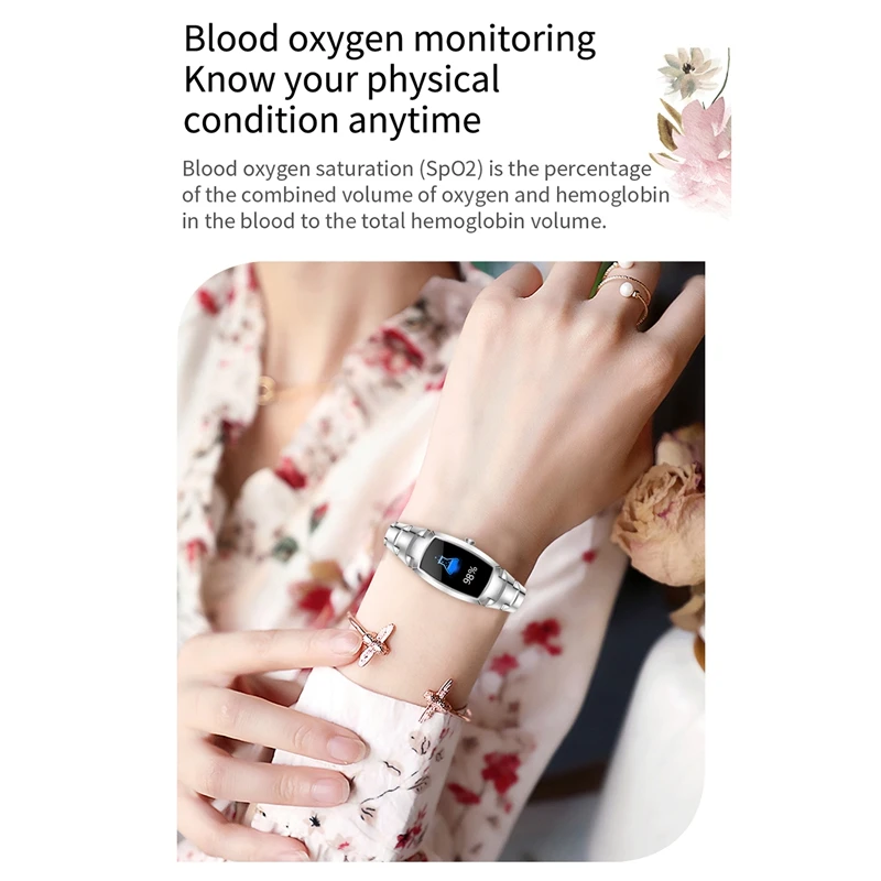 

H8PRO Screen Smart Bracelet Female Menstrual Period Reminder Heart Rate Blood Pressure Blood Oxygen Bracelet