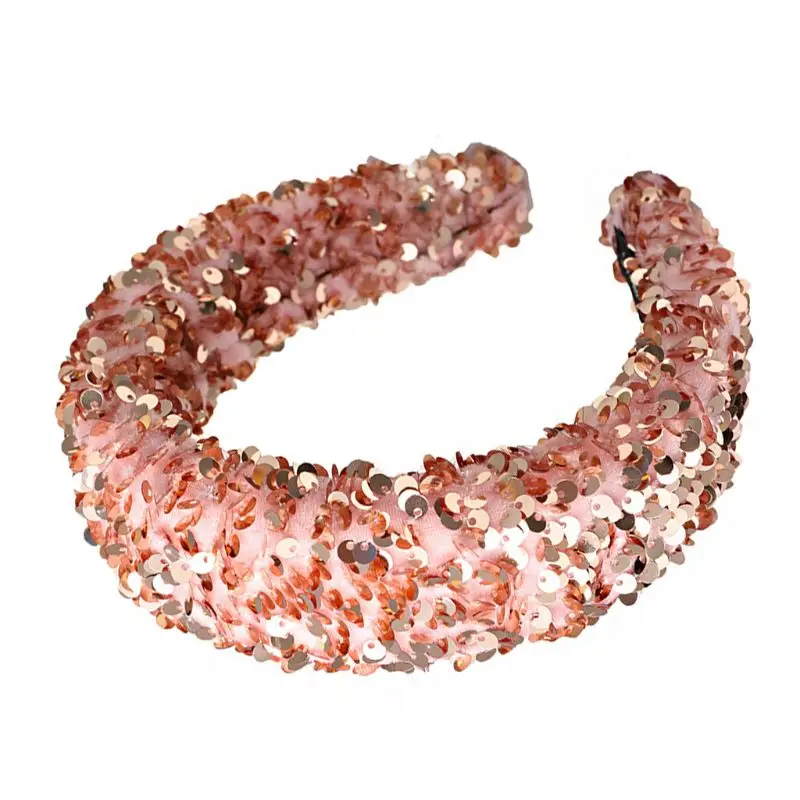 Women Girl Glitter Sequins Wide Headband Reflective Colorful Sponge Padded Hair Hoop Dance Party Styling Thick Boutique Headwear | Красота и
