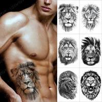 black lion temporary tattoo sticker for men women wolf lightning tiger rose waterproof fake henna wild animal body art tatoo