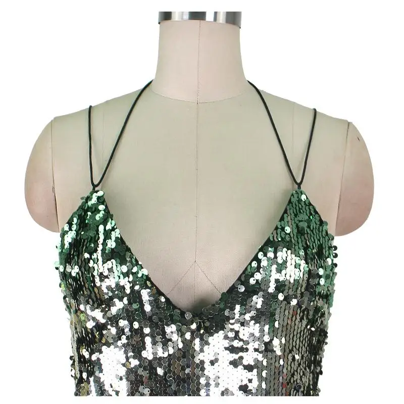 Радужное платье с блестками сексуальное Бандажное женское открытой спиной