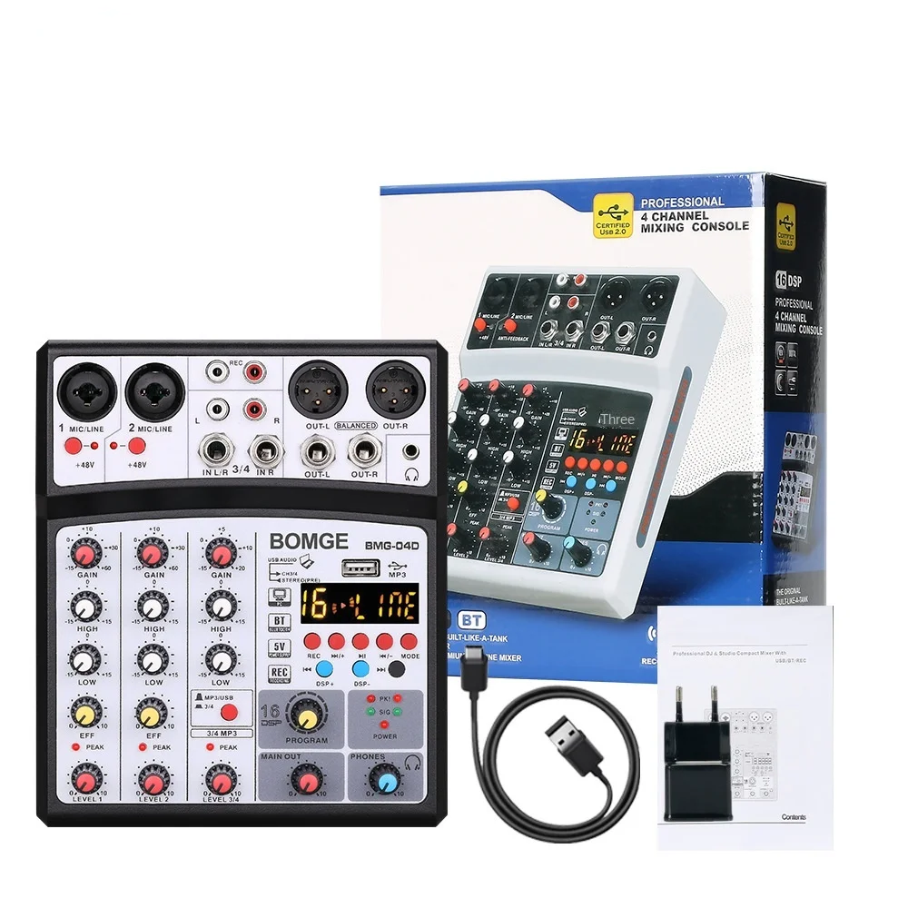 Беспроводной 6-канальный аудио микшер портативная микшерная консоль USB интерфейс