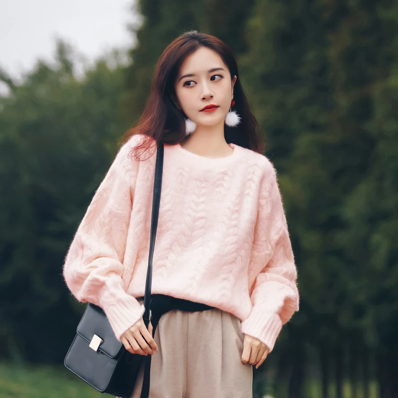 

Korean Fashion Clothing Womens Top Female Elegant White Woman Sweaters Fabric Long Sleeve School Kobieta Swetry Clothing EB50DL