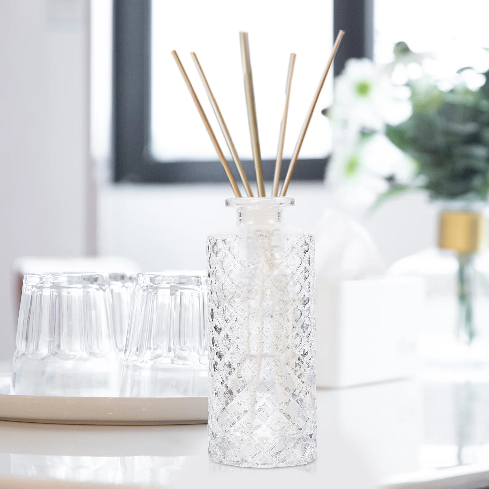 

3pcs Home Glass Diffuser Bottles Empty Bottles Room Decoration Storage Jar