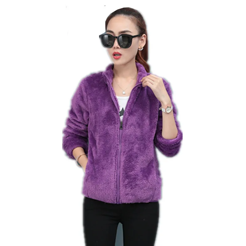 Флисовая Куртка женская короткая осенне зимняя Коралловая флисовая куртка дикий