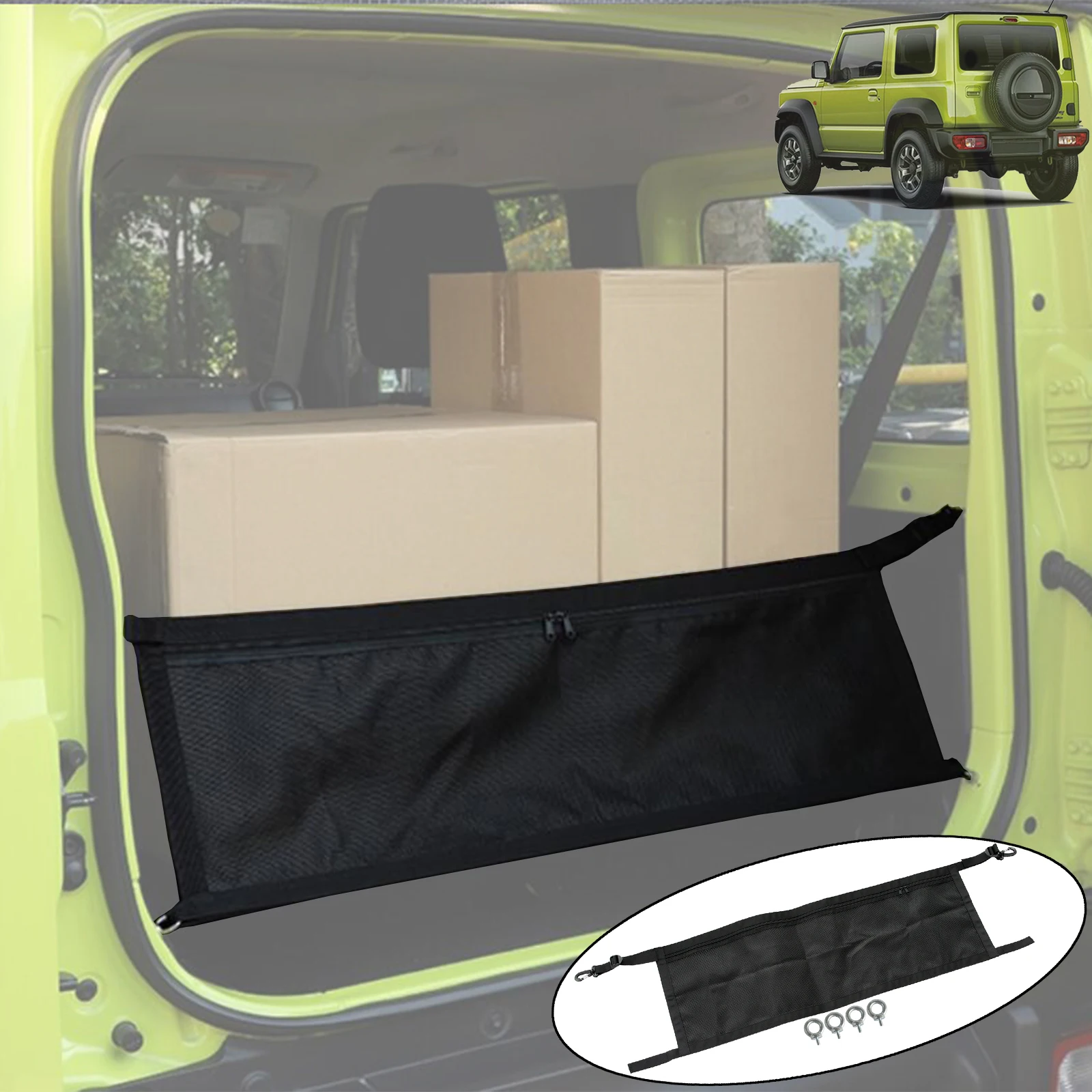 

Автомобильная напольная сетка для багажника, сетка для хранения багажа, органайзер с винтовым крючком для Suzuki Jimny JB74W JB64W 2021 2020 2019