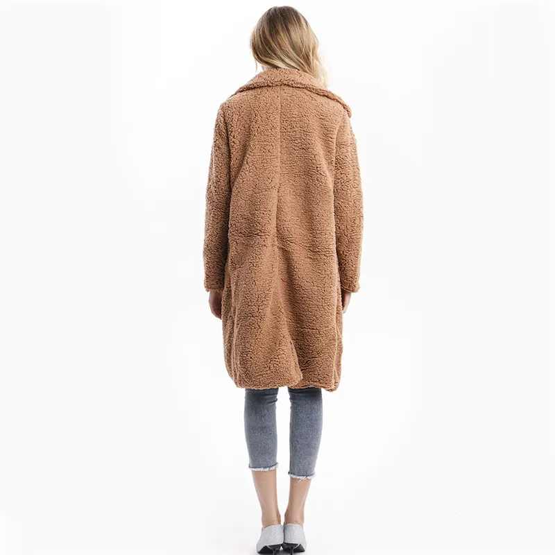 

Lamb Velvet Coat Coat Winter Women Jacket Streetwear Casual Slim Warm Long Sleeve Cardigan Casaco Femme