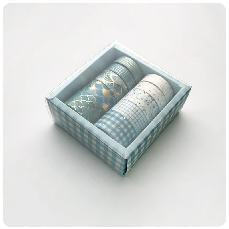 

JIANWU 10pcs/set Creative Black Bronzing Combination Washi Tape Cute Decor Masking Tape Stickers DIY Journal School Supplies
