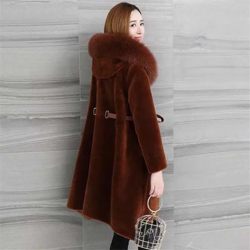 Женская зимняя куртка из натурального Лисьего меха,, натуральная оторочка из овечьей шерсти, Женская куртка со шнуровкой, Abrigos Mujer, K376