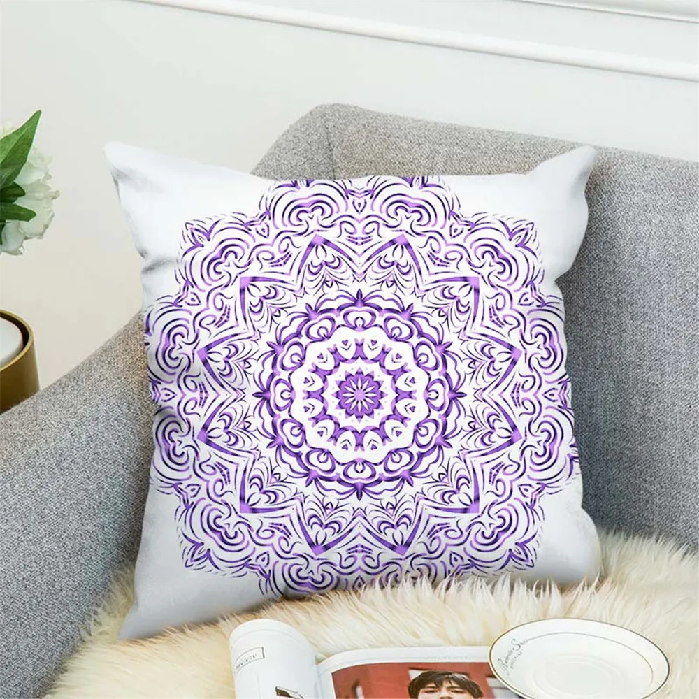 Декоративные наволочки с мандалой из хлопка и льна Квадратные для диванных